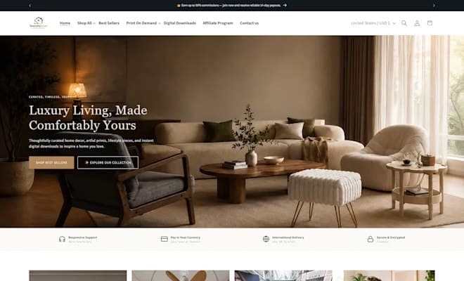 Illustrative example of a customized Shopify theme